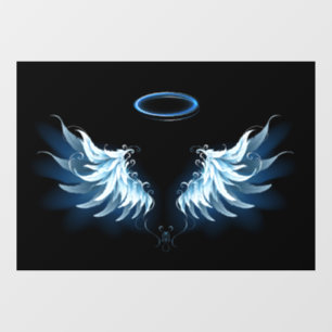 Blue Glowing Angel Wings on black background
