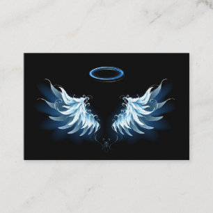 Blue Glowing Angel Wings on black background Appointment Card
