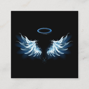 Blue Glowing Angel Wings on black background Calling Card