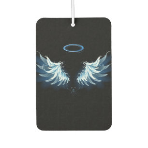 Blue Glowing Angel Wings on black background Car Air Freshener