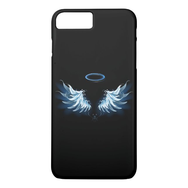 Blue Glowing Angel Wings on black background Case-Mate iPhone Case (Back)