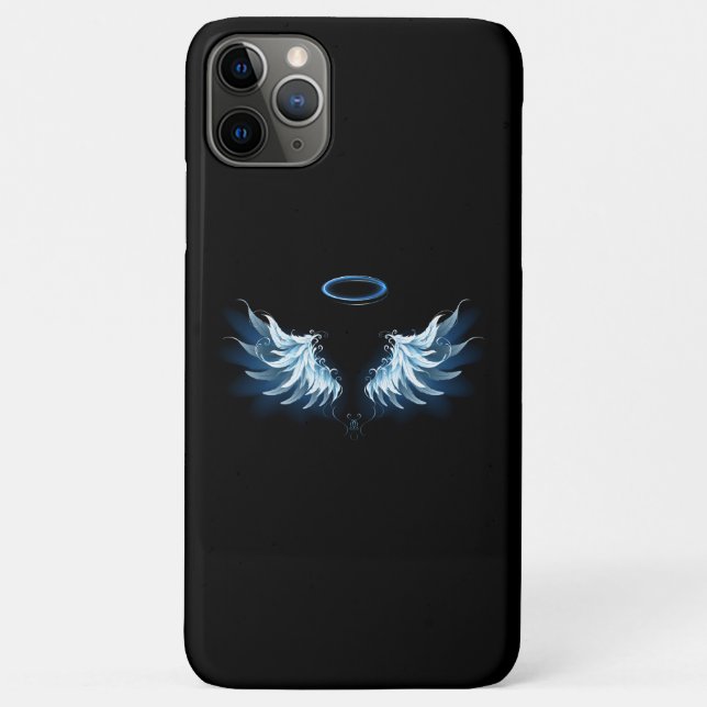 Blue Glowing Angel Wings on black background Case-Mate iPhone Case (Back)