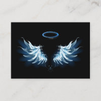 Blue Glowing Angel Wings on black background