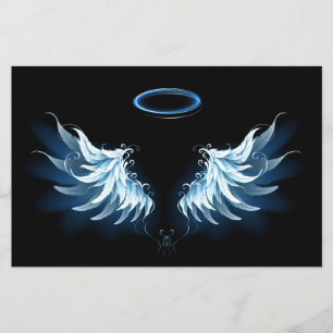 Blue Glowing Angel Wings on black background Flyer