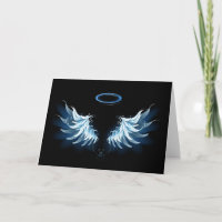 Blue Glowing Angel Wings on black background