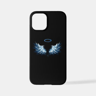 Blue Glowing Angel Wings on black background iPhone 12 Mini Case