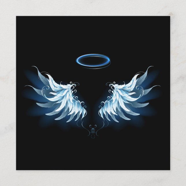 Blue Glowing Angel Wings on black background Programme (Front)