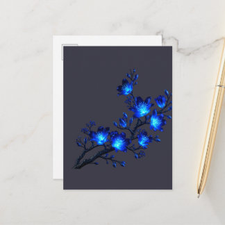 Blue Glowing Floral Branch Holiday Postcard