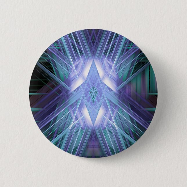 Blue glowing star 6 cm round badge (Front)
