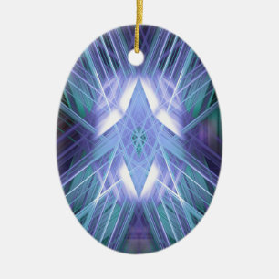 Blue glowing star ceramic tree decoration