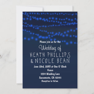 Blue Glowing String Lights Wedding Invitations
