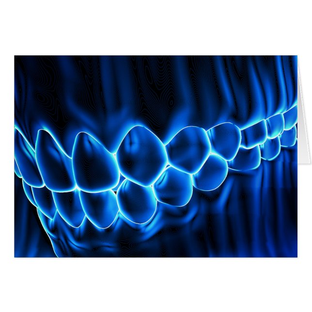 Blue Glowing Teeth Model Design Dentist Card (Front Horizontal)