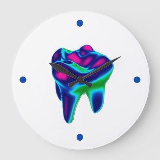 Blue Glowing Tooth Dentist Wall Clock
