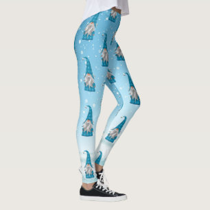 Blue Gnome Pattern Leggings