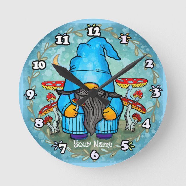 Blue gnome  round clock (Front)