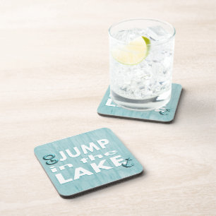 Blue Go Jump in the Lake Cork Coasters - Set of 6