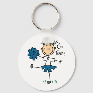 Blue Go Team Cheerleader T-shirts and Gifts Key Ring