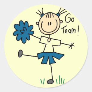 Blue Go Team Cheerleading Tshirts and Gifts Classic Round Sticker