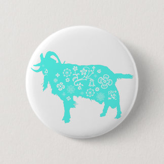 Blue Goat Vietnamese Chinese Year Zodiac Button