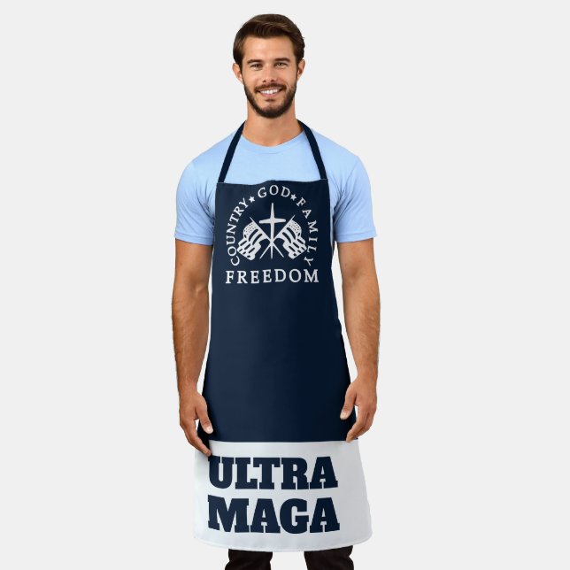 blue God Family Country Freedom ULTRA MAGA Apron (Worn)