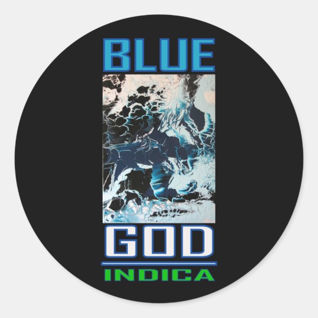 BLUE GOD INDICA CLASSIC ROUND STICKER (Front)