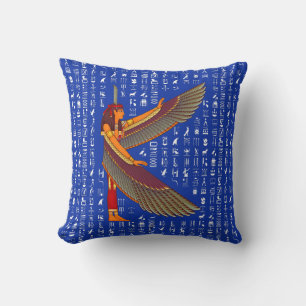 Blue Goddess Maat Throw Pillow