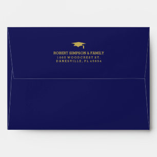 Blue & Gold 5x7 Graduation Invite Envelope