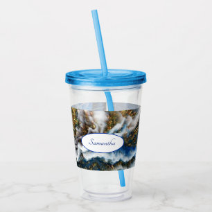 Blue Gold Abstract 3D effect Personalised 2 Acrylic Tumbler