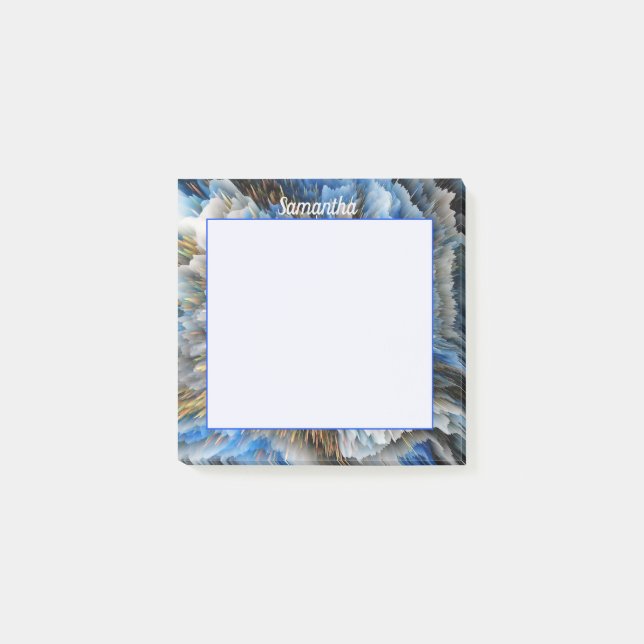 Blue Gold Abstract 3D effect Personalised 3x3 Post-it Notes (Front)