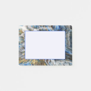 Blue Gold Abstract 3D effect Personalised 4x3 Post-it Notes