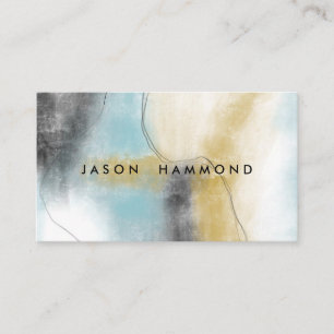 Blue Gold Abstract Art Custom Business Card