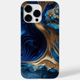 BLUE & GOLD ABSTRACT LIQUID LOOK SWIRLS Case-Mate iPhone 14 PRO MAX CASE