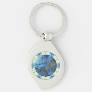 blue gold abstract scifi orb earth key ring