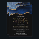 Blue Gold Agate 21st Birthday Party Invitation<br><div class="desc">This elegant 21st birthday invitation features a watercolor image of an agate geode in shades of blue with faux gold highlights. The words "21st Birthday" appear in faux gold glitter in decorative modern handwriting font. Customise it with the name of the honoree in gold coloured text and the details in...</div>