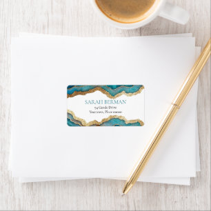 Blue Gold Agate Bat or Bar Mitzvah Label