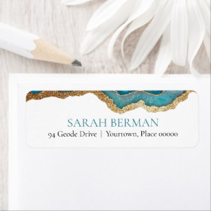 Blue Gold Agate Bat or Bar Mitzvah Return Address