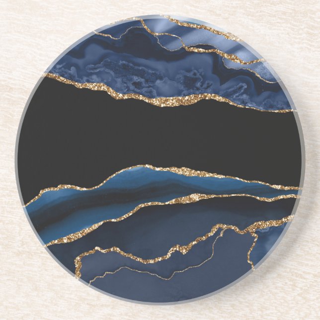 Blue Gold Agate Coaster (Front)