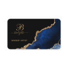 Blue Gold Agate Geode Makeup Artist Business Card