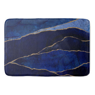 Blue & Gold Agate Modern Glam Minimal Chic Bath Ma Bath Mat