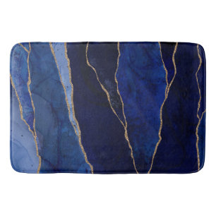 Blue & Gold Agate Modern Glam Minimal Chic Bath Mat