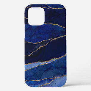 Blue & Gold Agate Modern Glam Minimal Chic Case-Ma iPhone 12 Case