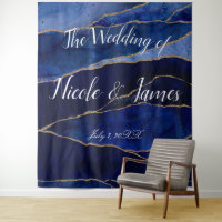 Blue & Gold Agate Modern Glam Minimal Wedding Tap