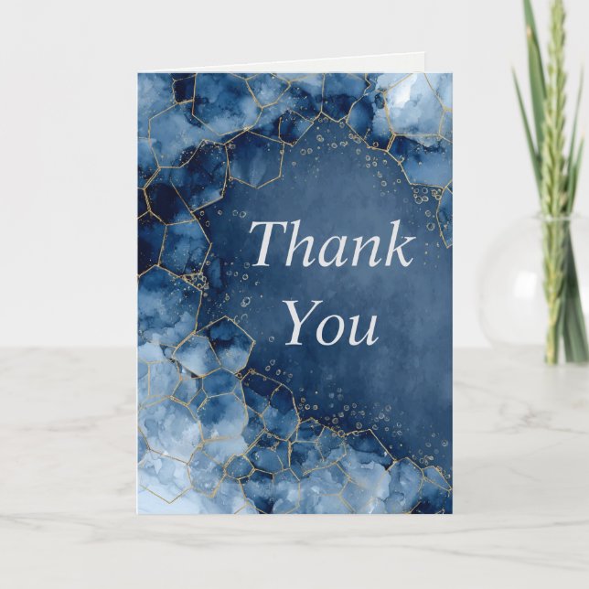 Blue & Gold Agate Thank You Card  (Front)