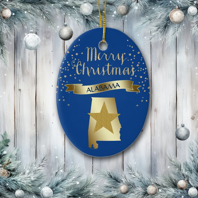 Blue Gold Alabama Star Ceramic Tree Decoration (Creator Uploaded)