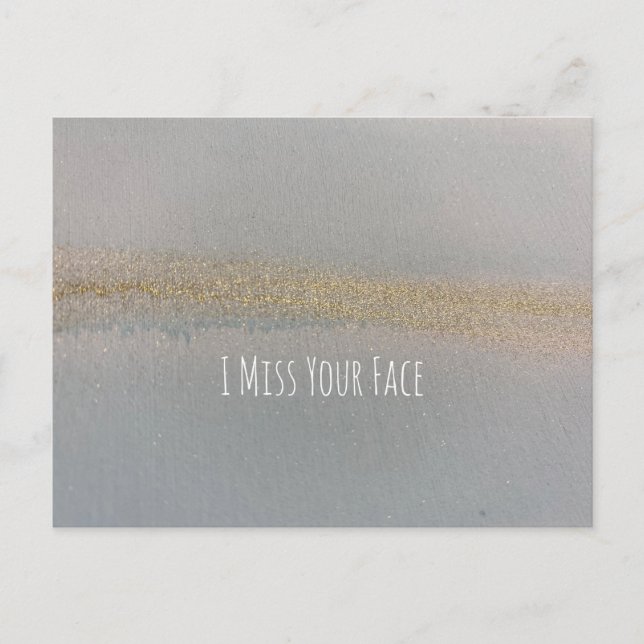 Blue Gold Alcohol Ink Abstract I Miss Your Face Postcard (Front)
