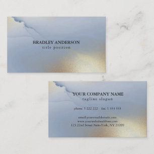 Blue Gold Alcohol Ink Business Card