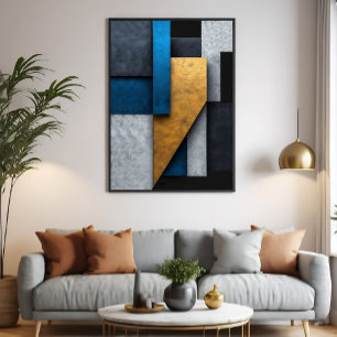 Blue, Gold and Concrete Canvas Print