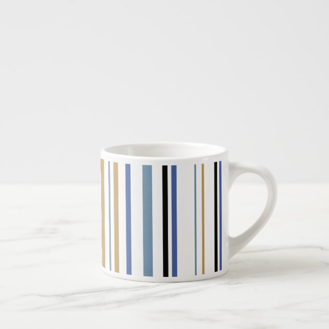 Blue Gold and White Beach Colour Stripes Espresso Cup (Right)