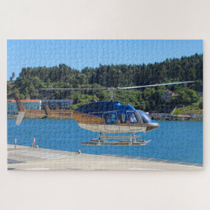 Blue, gold and white helicopter, Portugal Jigsaw Puzzle