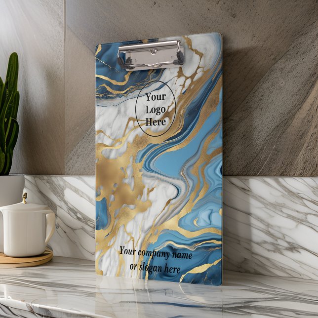 Blue gold and white marble clipboard (Creator Uploaded)